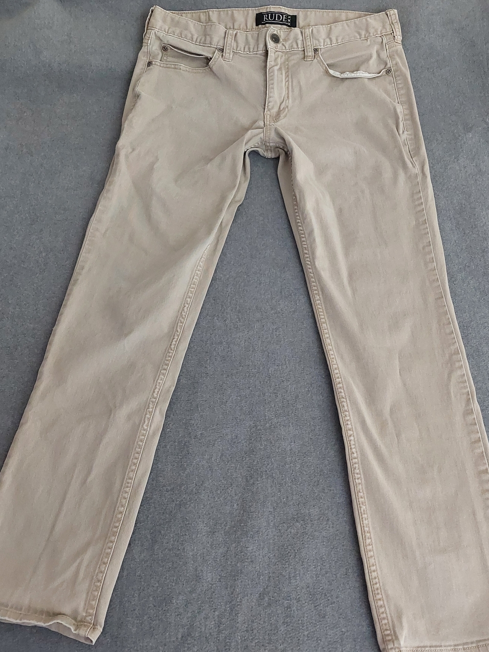RUDE Hot Topic Men’s Skinny Chino Pants Tan Khaki Size 32x30 Y2K Emo Grunge